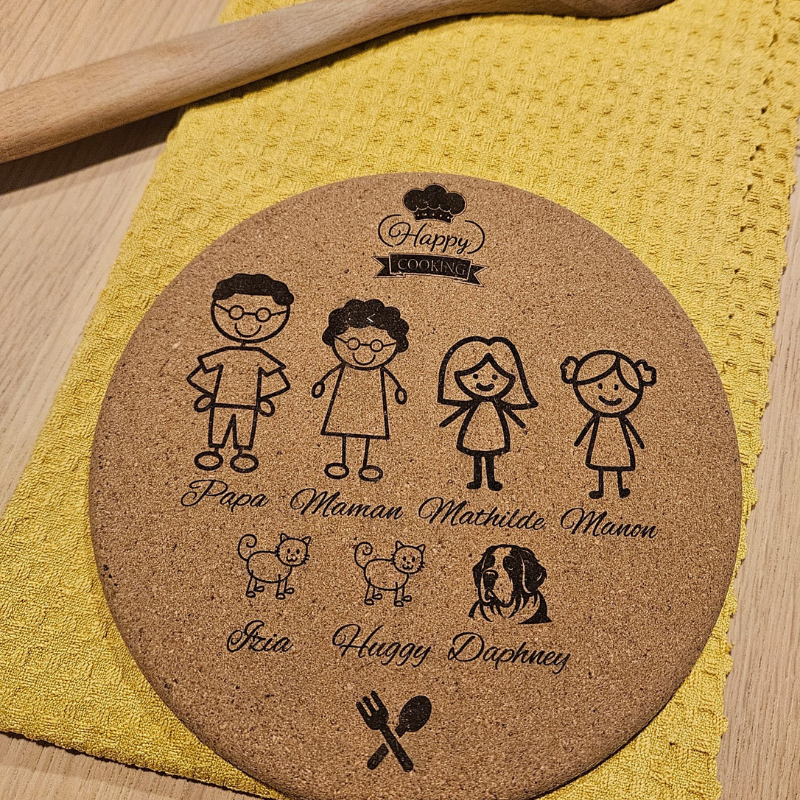 Dessous de plat famille personnalisé | Créa-tiflow