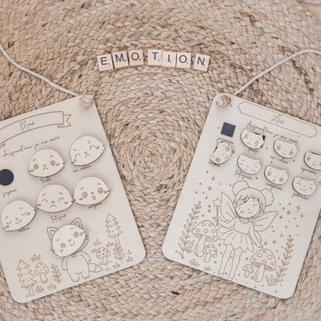 Tableau des émotions en bois pour enfant | Créa-tiflow