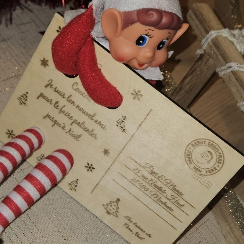 Carte postale de Noël en bois personnalisée | Créa-tiflow