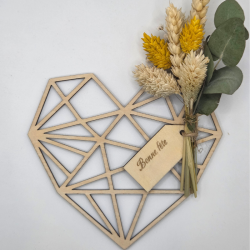 Coeur en origami bois et fleurs séchées | Créa-tiflow
