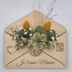 Enveloppe en bois garnie de fleurs séchées | Créa-tiflow