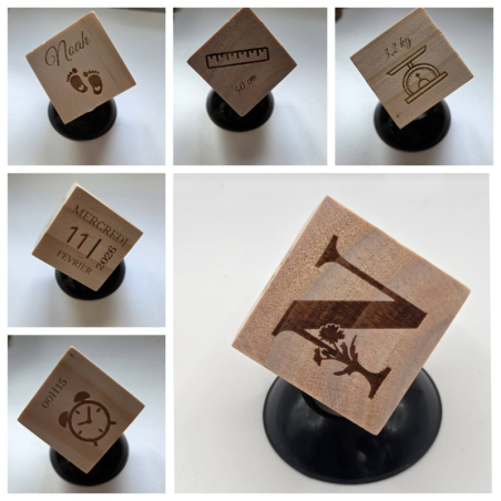Cube de naissance personnalisé en bois | Créa-tiflow