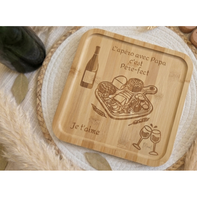 Plateau apéro en bois personnalisé | Créa-tiflow