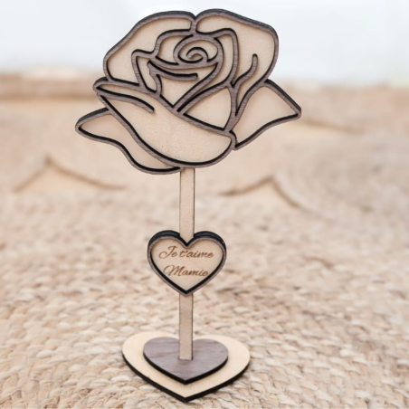Rose éternelle en bois personnalisable | Créa-tiflow