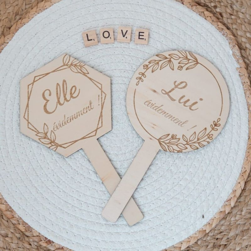 Jeu "Lui ou elle" pour mariage en bois | Créa-tiflow