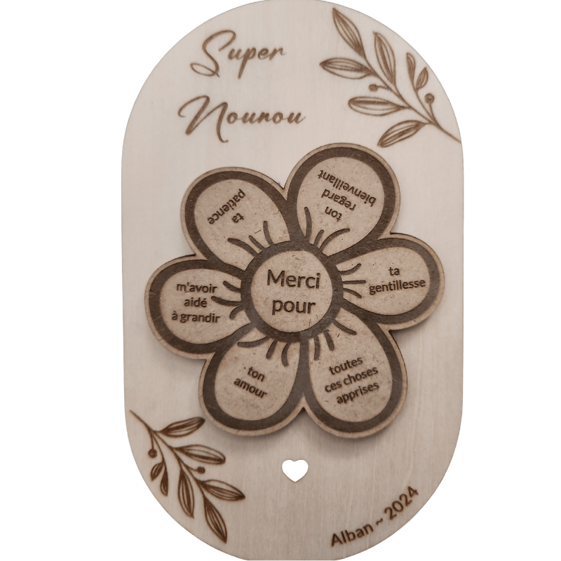 Plaque fleur de remerciement en bois | Créa-tiflow